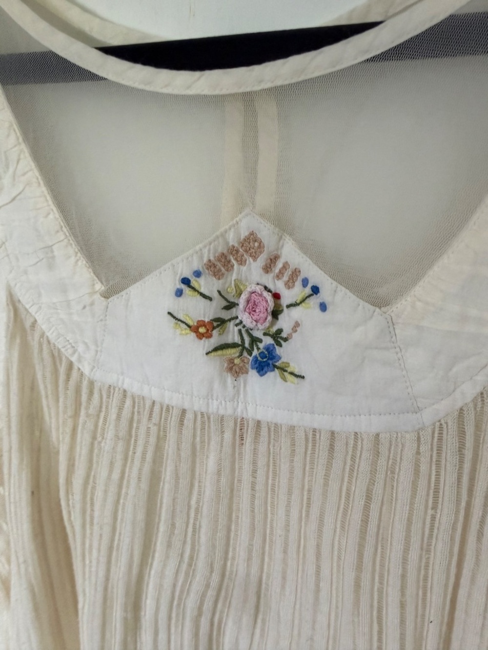 Free People Ivory Sheer Embroidered Lace Boho Tank Top L - Picture 2 of 10